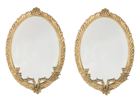 Regency Period Pair of Carved & Gilt Mirrored Sconces