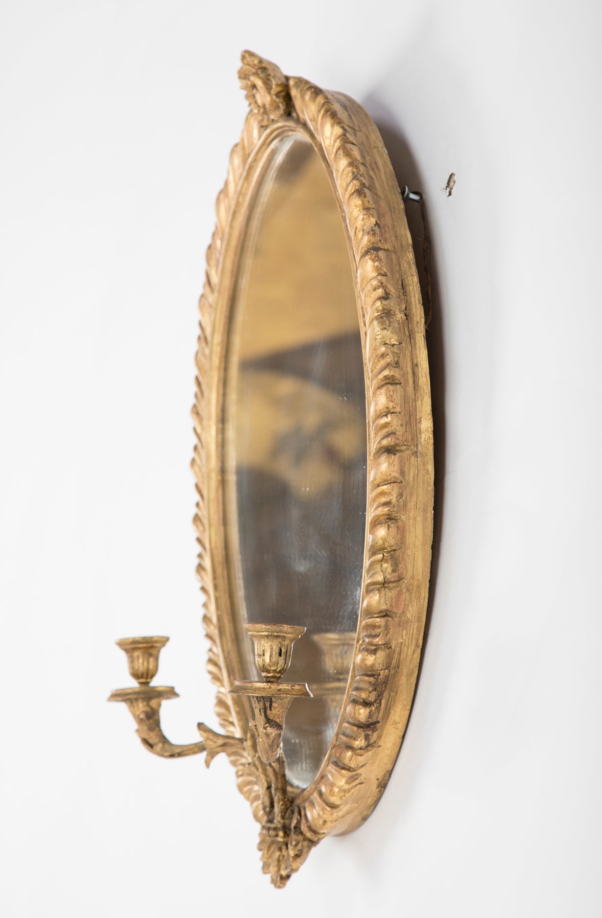 Regency Period Pair of Carved & Gilt Mirrored Sconces