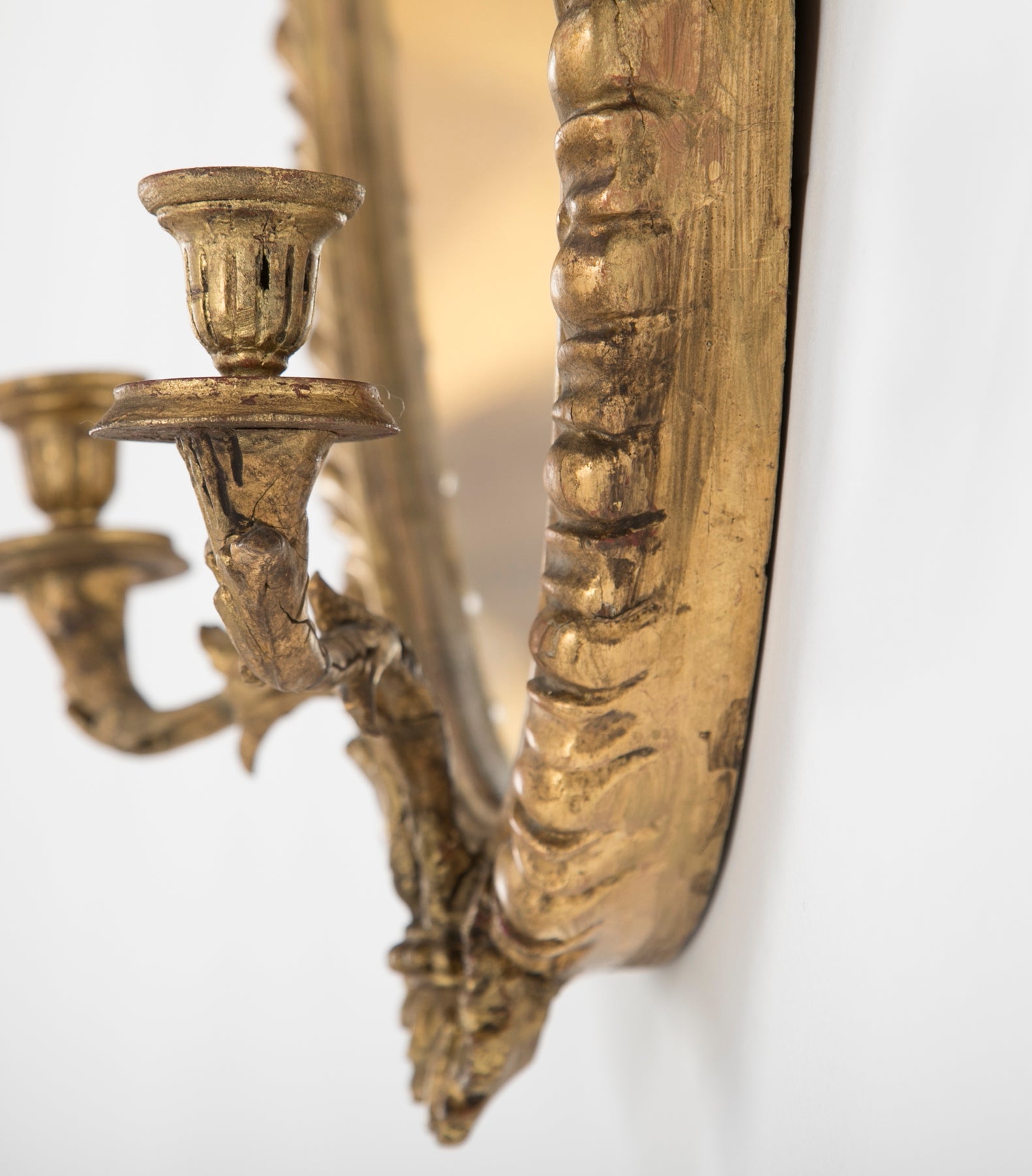Regency Period Pair of Carved & Gilt Mirrored Sconces