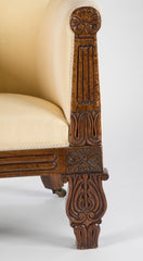 Irish Regency Carved Walnut Armchair