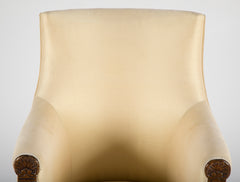 Irish Regency Carved Walnut Armchair