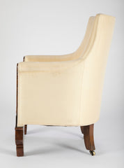 Irish Regency Carved Walnut Armchair