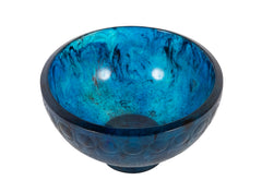 Francois-Emile Decorchement Mottled Blue Footed Glass Bowl