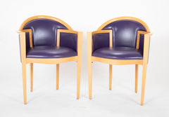 Pair of Italian Purple Leather Beechwood Chairs