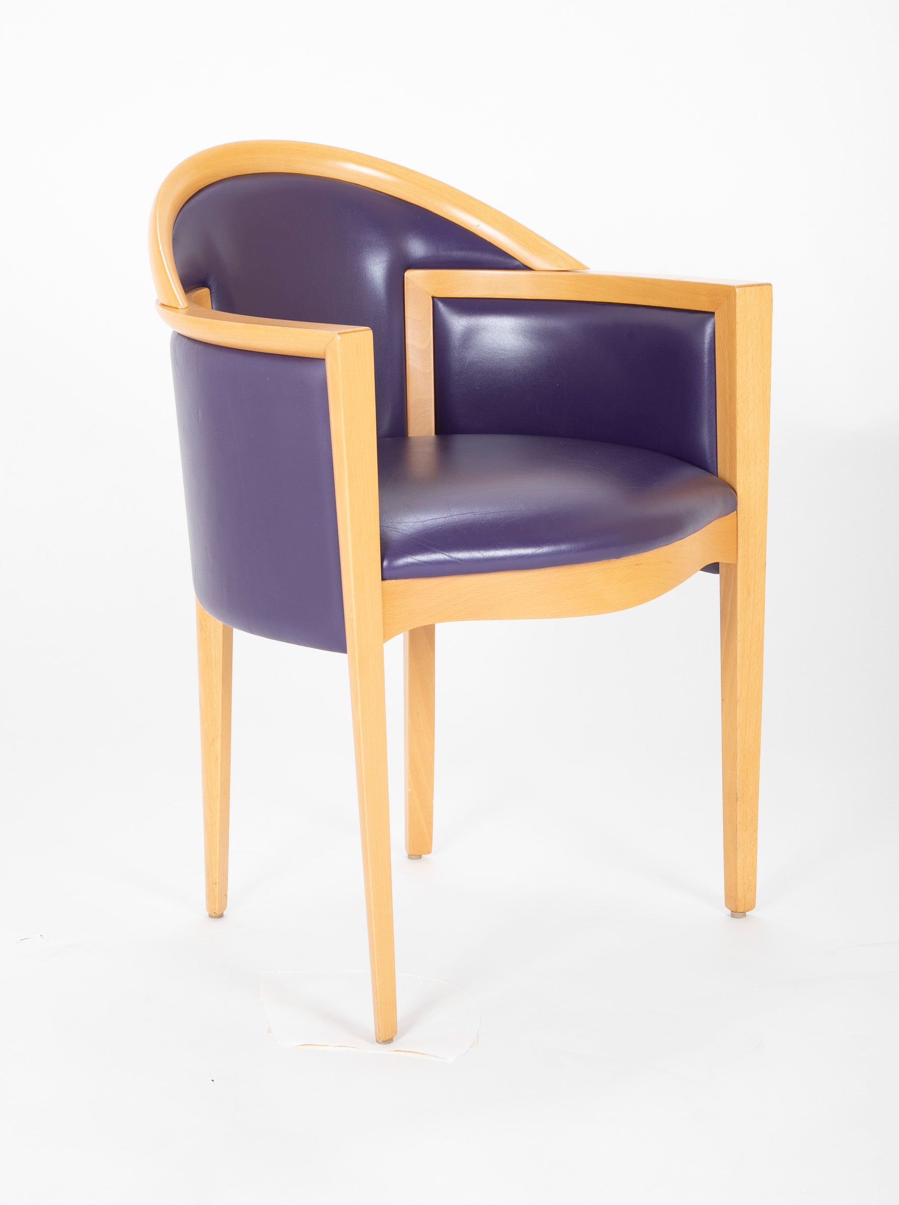 Pair of Italian Purple Leather Beechwood Chairs
