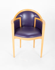 Pair of Italian Purple Leather Beechwood Chairs