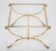 Italian Neoclassical Style Bronze & Glass Side Table