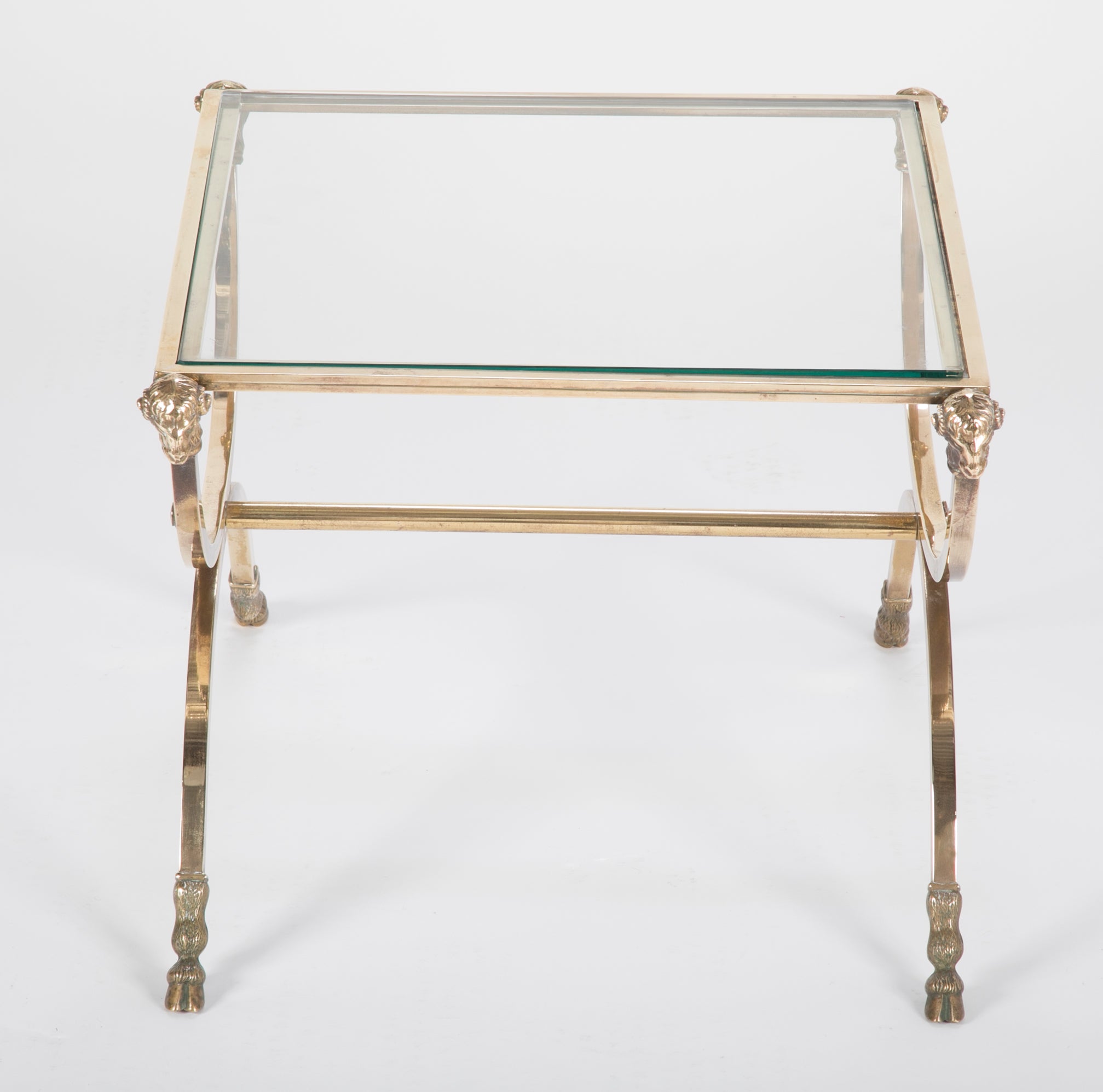 Italian Neoclassical Style Bronze & Glass Side Table