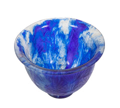 Francois Decorchemont Small Bowl of Pate de Verre in Blue and Colorless Glass