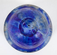 Francois Decorchemont Small Bowl of Pate de Verre in Blue and Colorless Glass