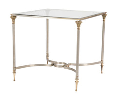 Maison Jansen Style Steel & Bronze Side Table