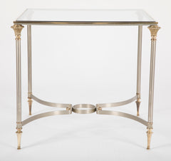 Maison Jansen Style Steel & Bronze Side Table