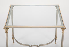 Maison Jansen Style Steel & Bronze Side Table