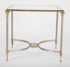 Maison Jansen Style Steel & Bronze Side Table