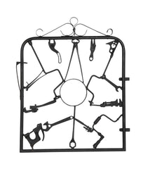 A Garden Gate in Wrought Iron with Antique Farm Tools by Rodney Rosebrook