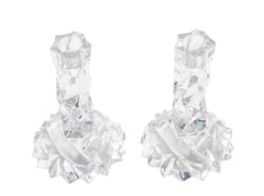 Pair of Tiffany "Rock Cut" Crystal Candlesticks