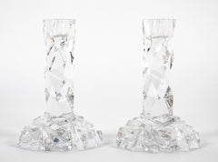 Pair of Tiffany "Rock Cut" Crystal Candlesticks