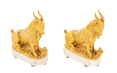 Early 19th Century Pair of Ormolu Goats on Marble Bases