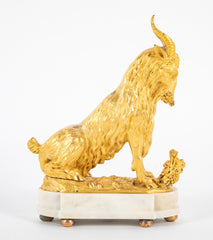 Early 19th Century Pair of Ormolu Goats on Marble Bases