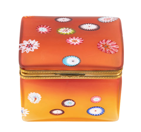 A Mid-Century Murano Cased Glass Box of Ombre Color with Millefiore
