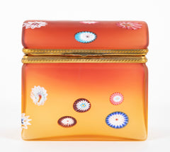 A Mid-Century Murano Cased Glass Box of Ombre Color with Millefiore