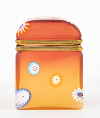 A Mid-Century Murano Cased Glass Box of Ombre Color with Millefiore
