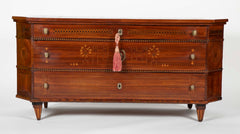Italian Neoclassical Marquetry Commode of Unusual Shape