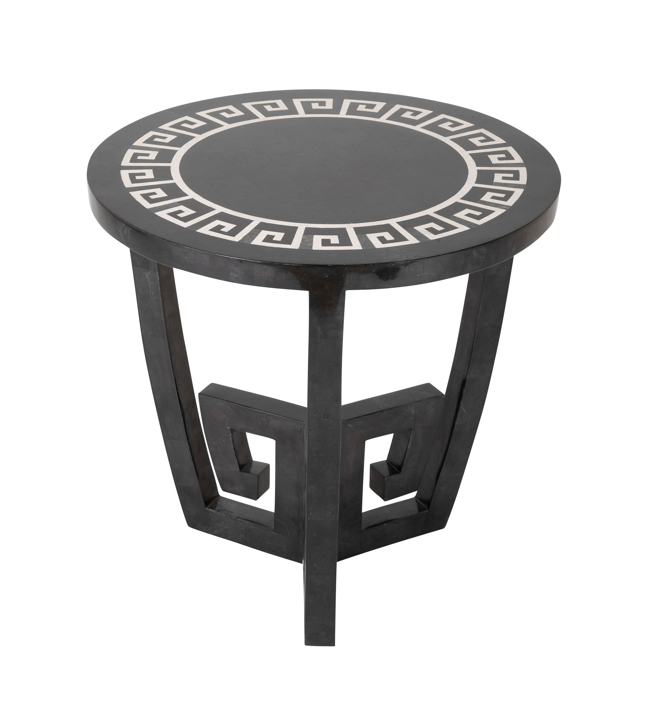 Black Round Table with Tessellated Marble