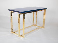 Romeo Rega Brass Console Table with Custom Top