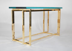 Romeo Rega Brass Console Table with Custom Top