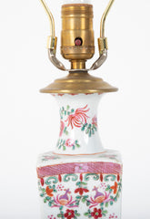 Pair of Early 20th Century Famille Rose Porcelain Lamps
