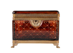A 19th Century Bohemian Cut Crystal Box with 6 Crystal Perfume Bottles