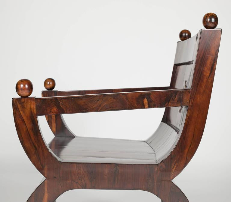 19th Century Olivewood Curule Form Armchair