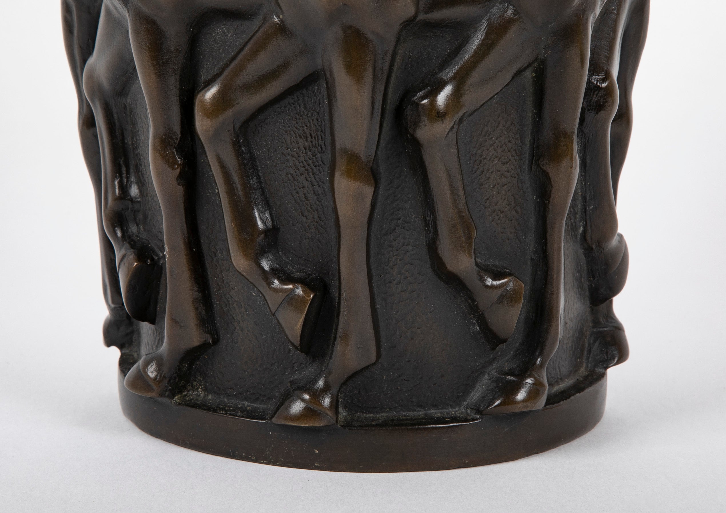 A 20th Century Bronze Molded Vase with Horses' Heads & Forequarters