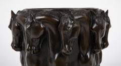A 20th Century Bronze Molded Vase with Horses' Heads & Forequarters