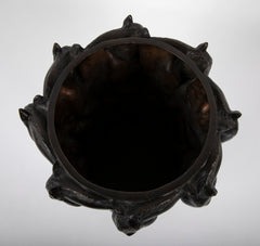 A 20th Century Bronze Molded Vase with Horses' Heads & Forequarters