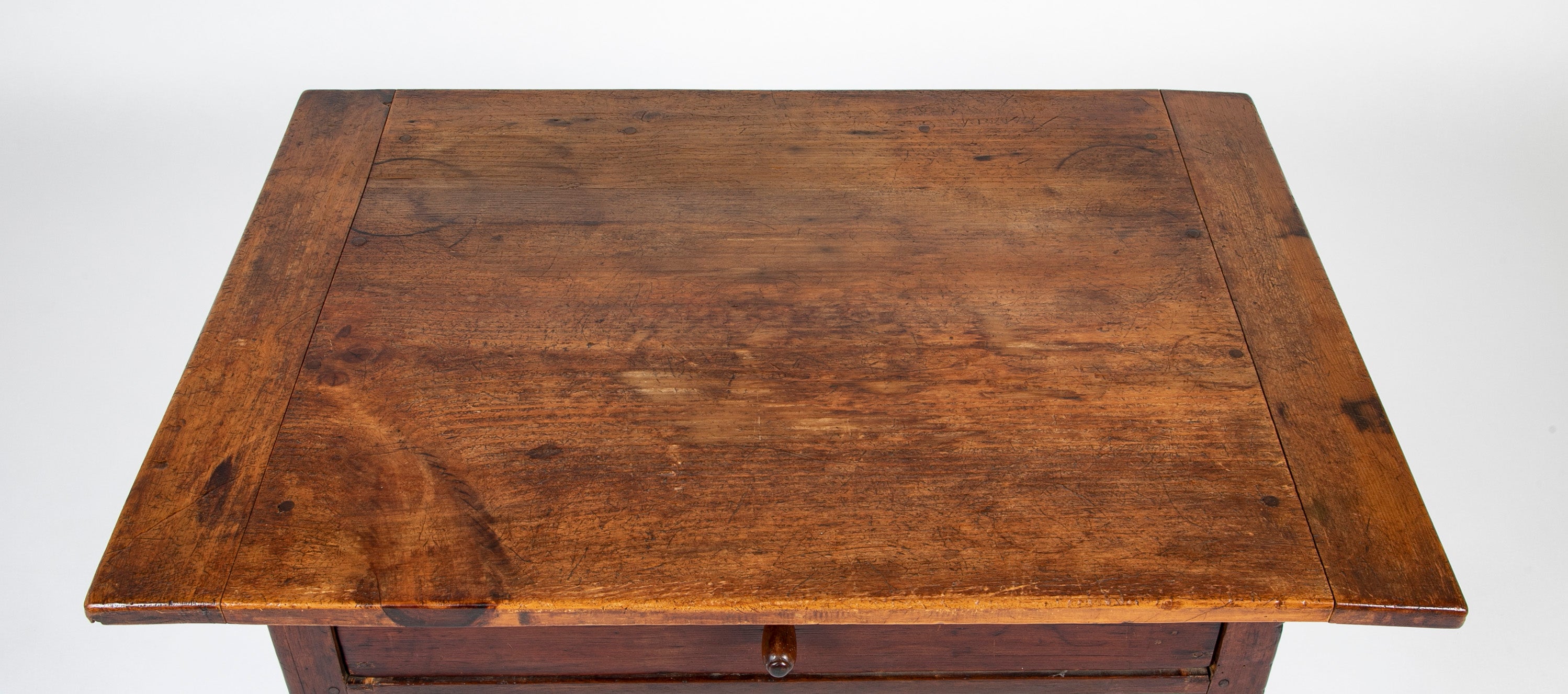 Early 18th Century Scrubbed Pine Top Tavern Table with Old Stain Base