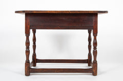 Early 18th Century Scrubbed Pine Top Tavern Table with Old Stain Base