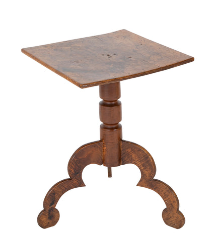 Small Folk Art Table with Tiger Maple Top