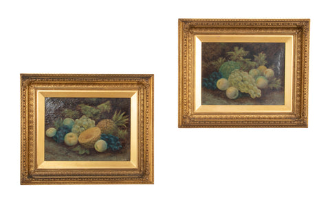 Pair of 19th Century Oil on Canvas Still Life Fruit Paintings