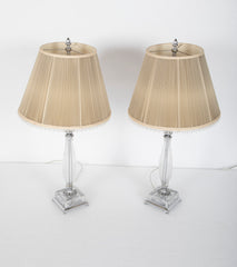 A Pair of Fine Quality Crystal Candlestick Lamps