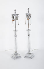 A Pair of Fine Quality Crystal Candlestick Lamps