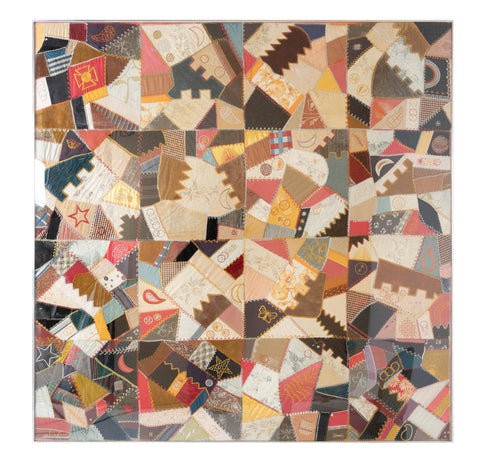 A Framed Four X Four Paneled Crazy Quilt