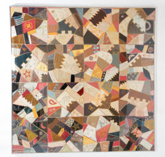 A Framed Four X Four Paneled Crazy Quilt