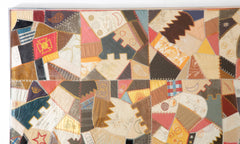 A Framed Four X Four Paneled Crazy Quilt