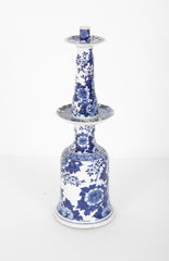A Pair of 19th Century Signed Blue & White Chinese Candlesticks
