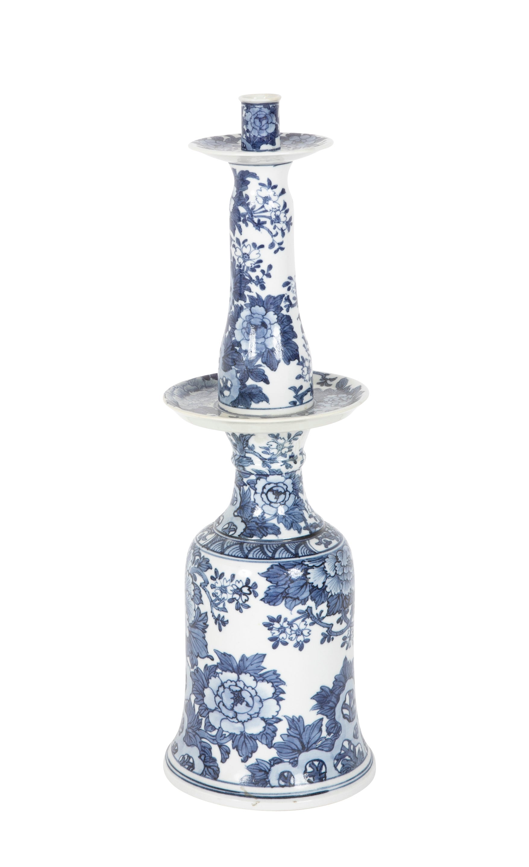 A Pair of 19th Century Signed Blue & White Chinese Candlesticks