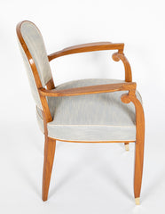 Pair if French Walnut Open Armchairs by Jules Leleu