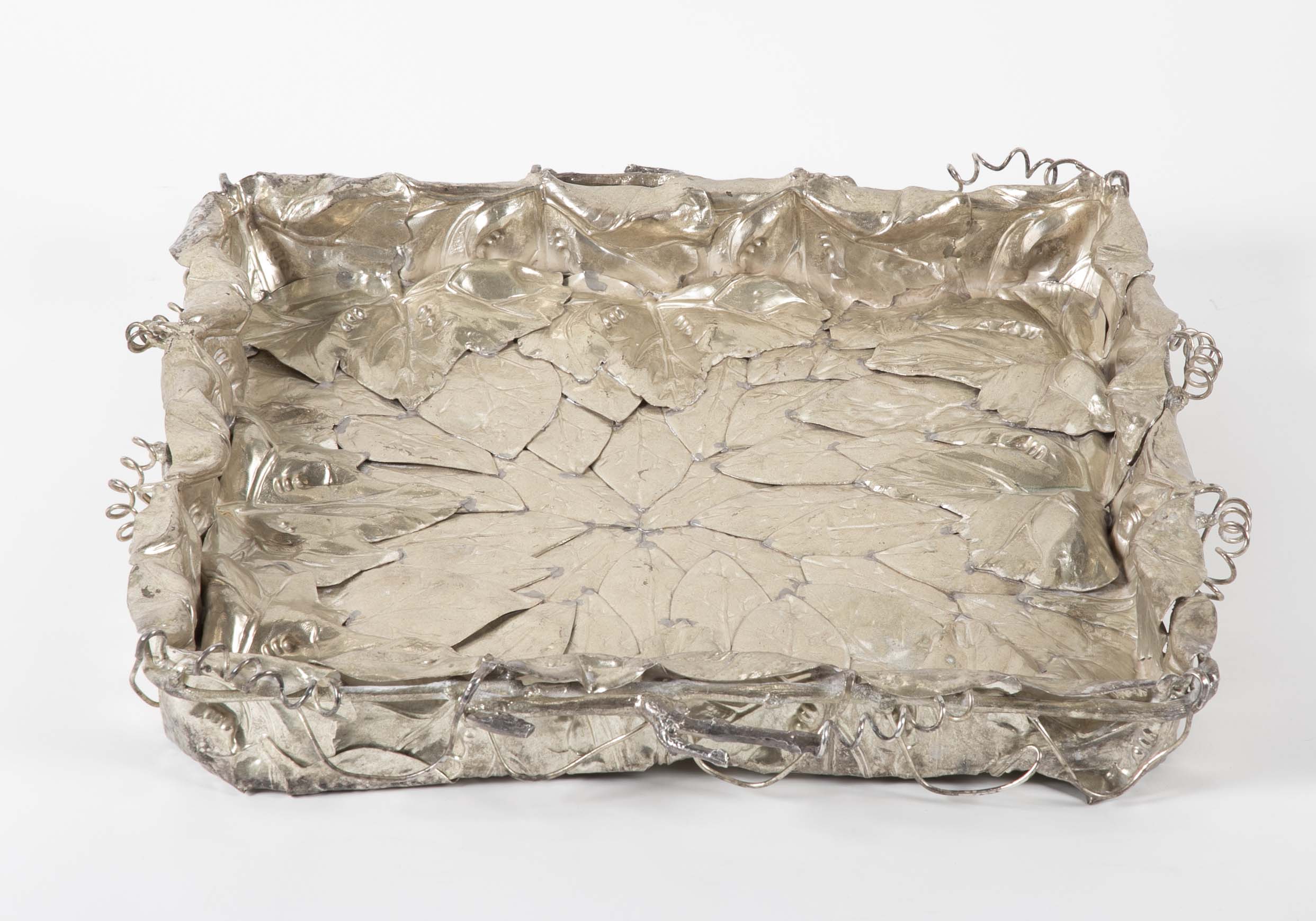 Franco Lapini Italian Silver Plate Tray with Applied Leaves & Vines