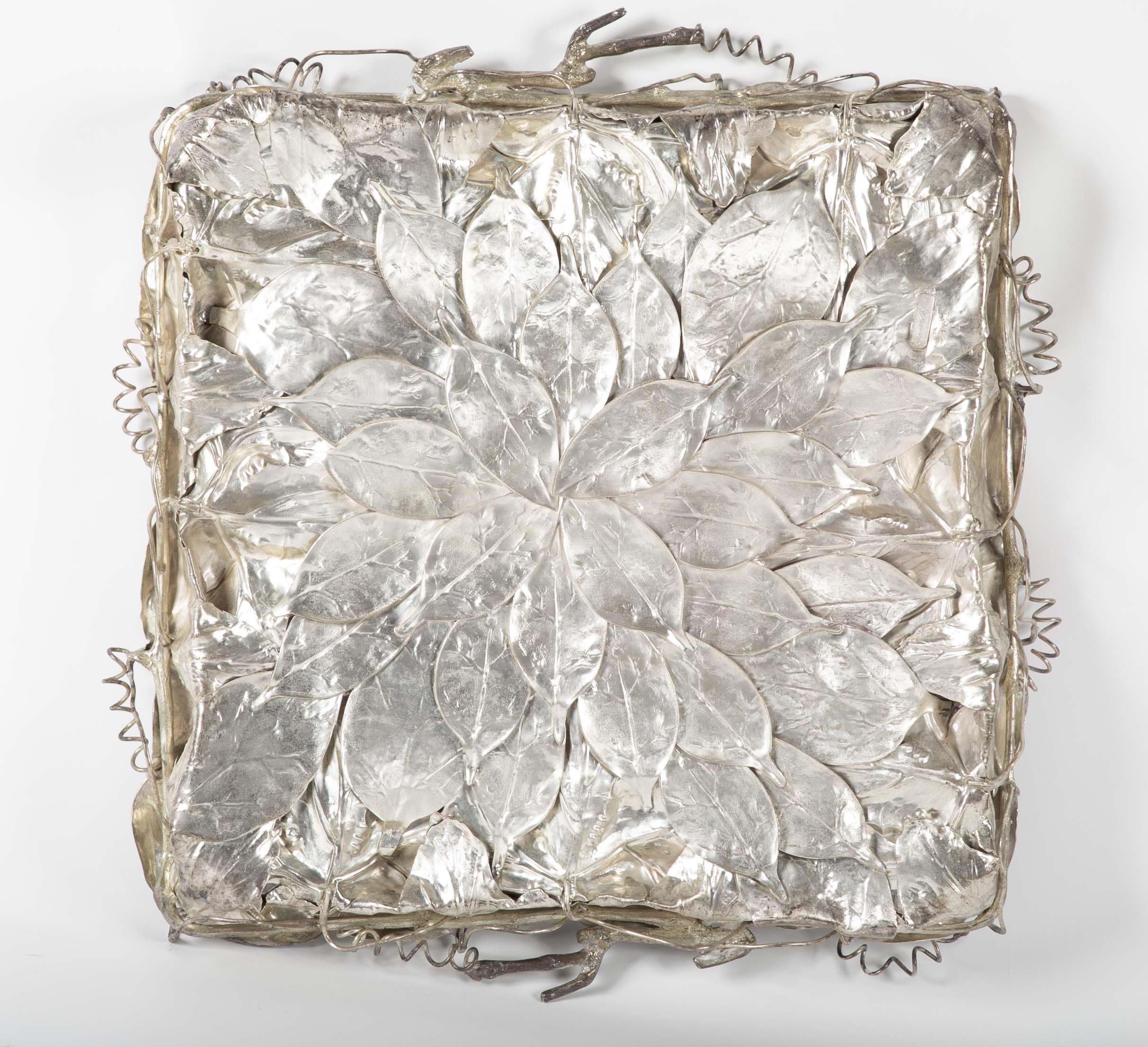 Franco Lapini Italian Silver Plate Tray with Applied Leaves & Vines